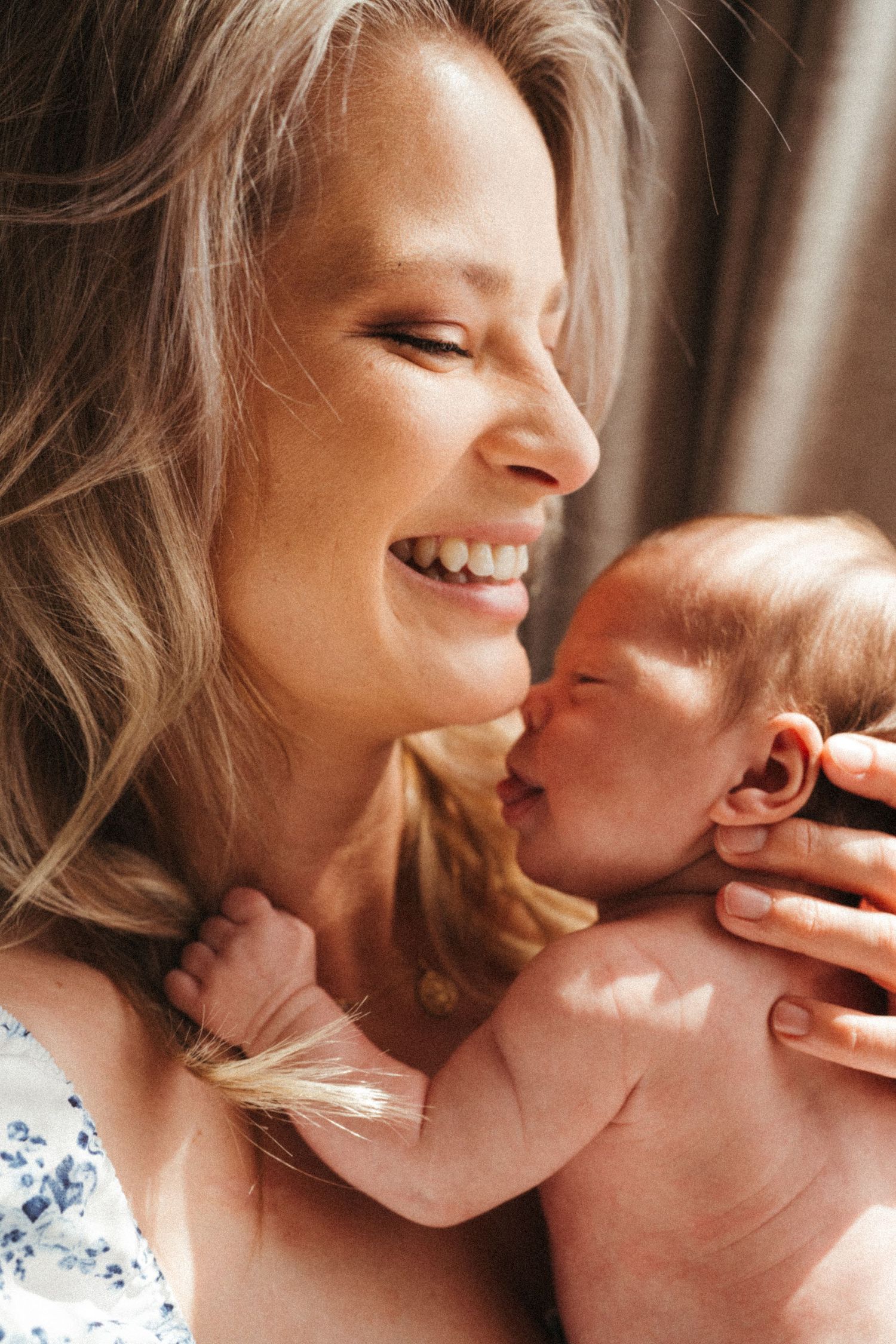 Series of tender moments captured in natural window light.