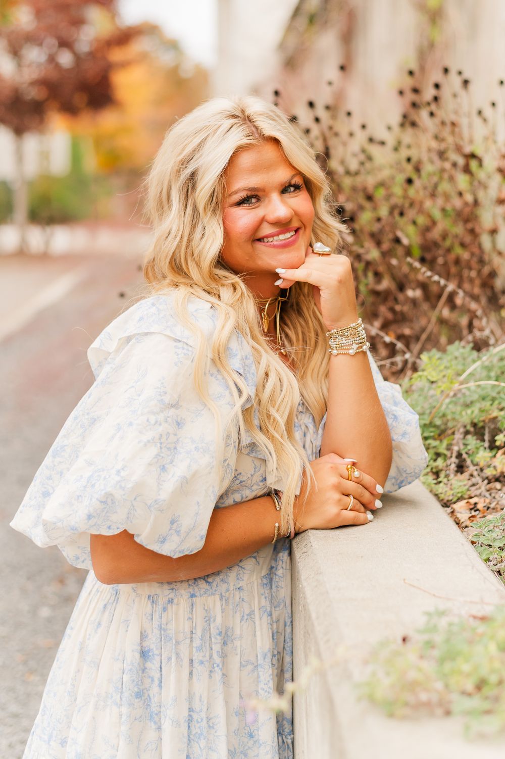 Senior girl posing leaning on wall, Fayetteville, GA