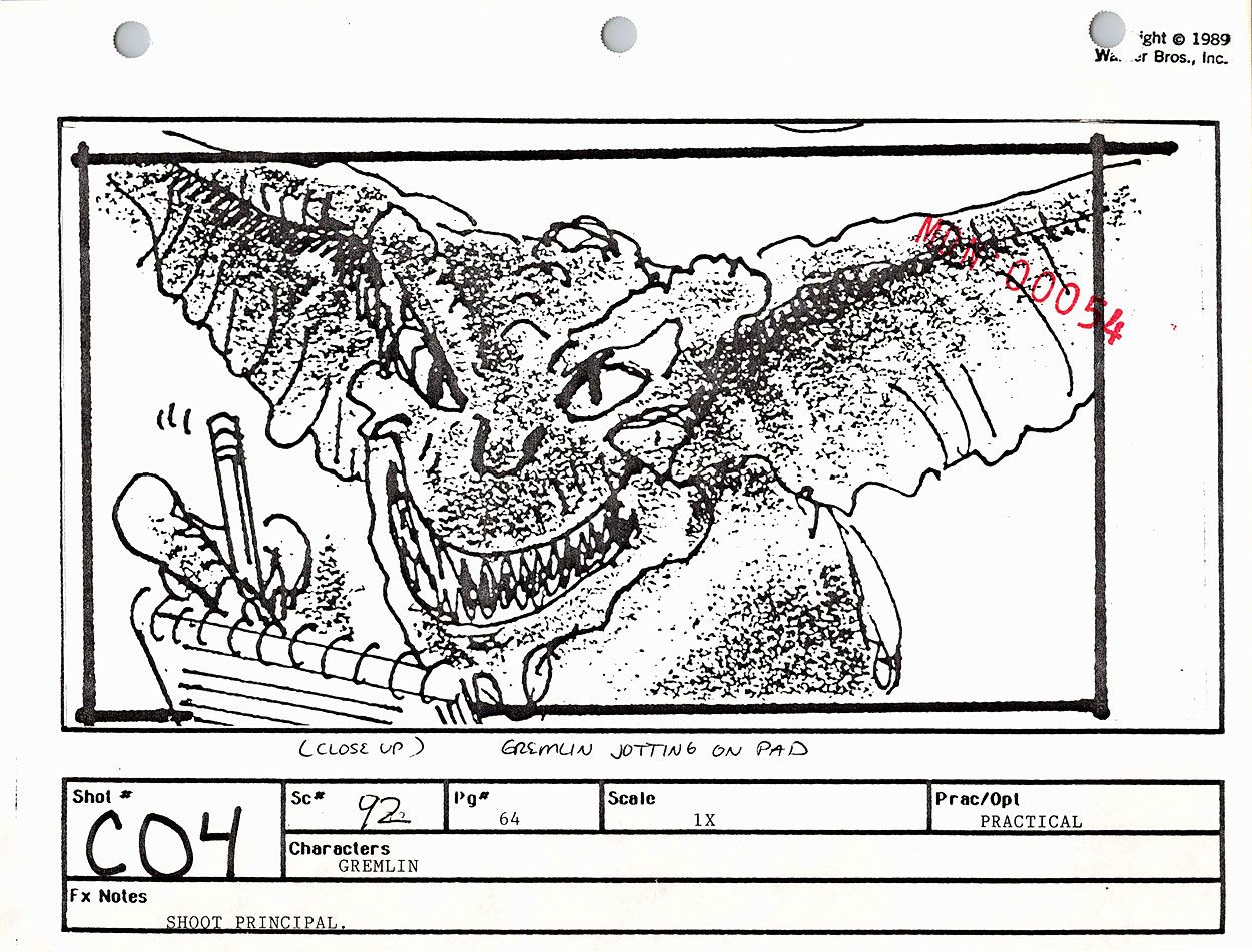 Secretary Gremlin bonus scene storyboards