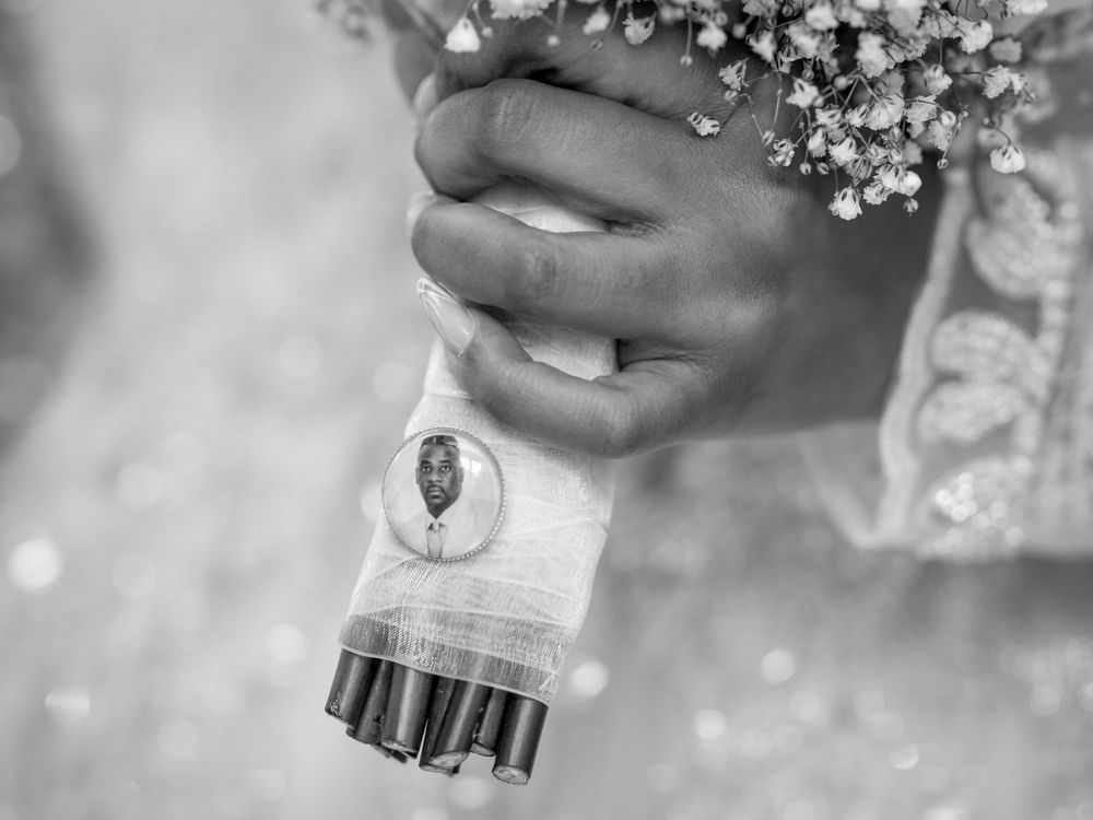 Delicate baby's breath flowers create romantic wedding decoration detail.