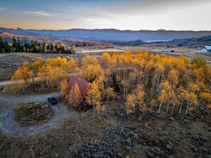 Aerial/drone photo of A Colorado Cabin AirBnb by Denver Hospitality, Travel & Tourism photographer Captain Colorado Photography.