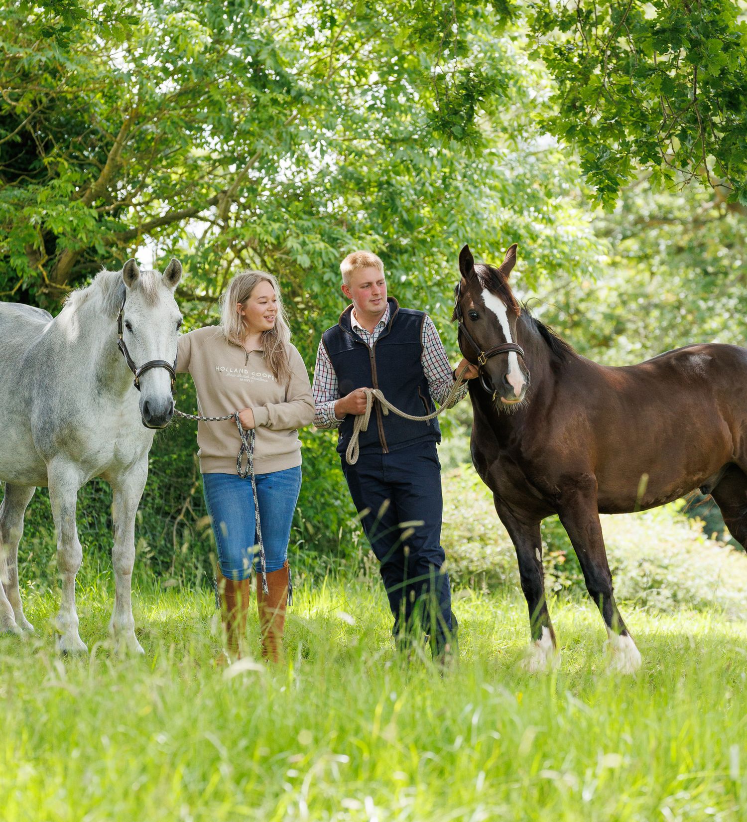 A series of seven photos showing a white horse and rider interacting at a wooden fence in an outdoor setting.