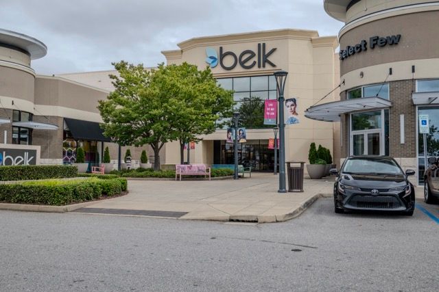 Retail shopping center photographed for commercial real estate marketing in Fayetteville, NC