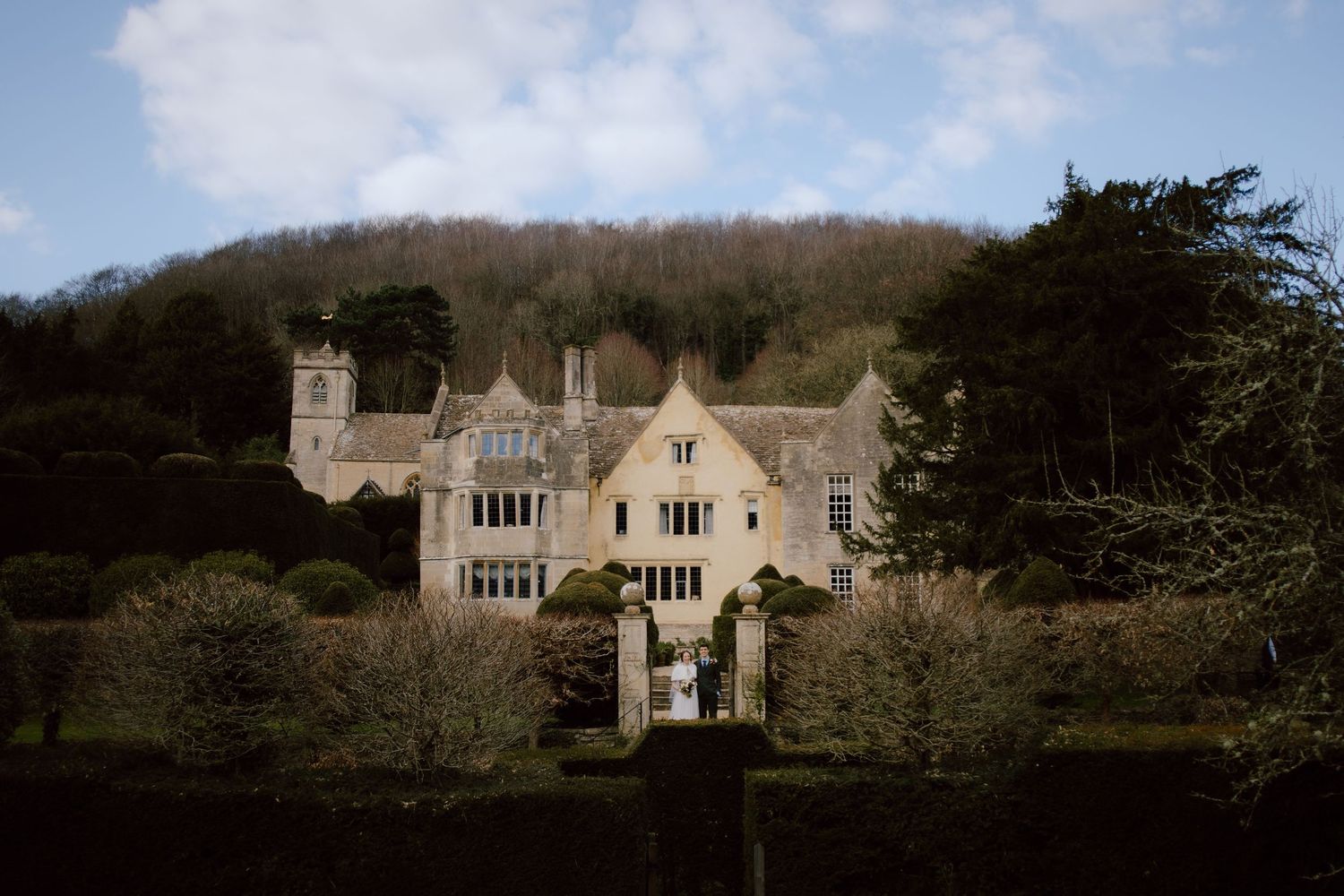 Romantic wedding at Owlpen Manor Gloucestershire.