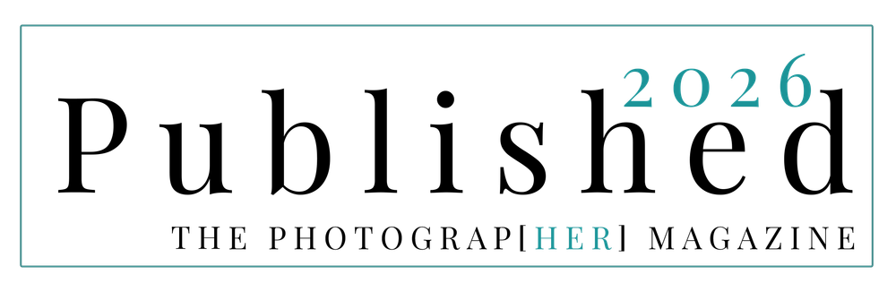 Published 2026 badge for The Photograp[HER] Magazine, featuring teal and black typography on a white background.