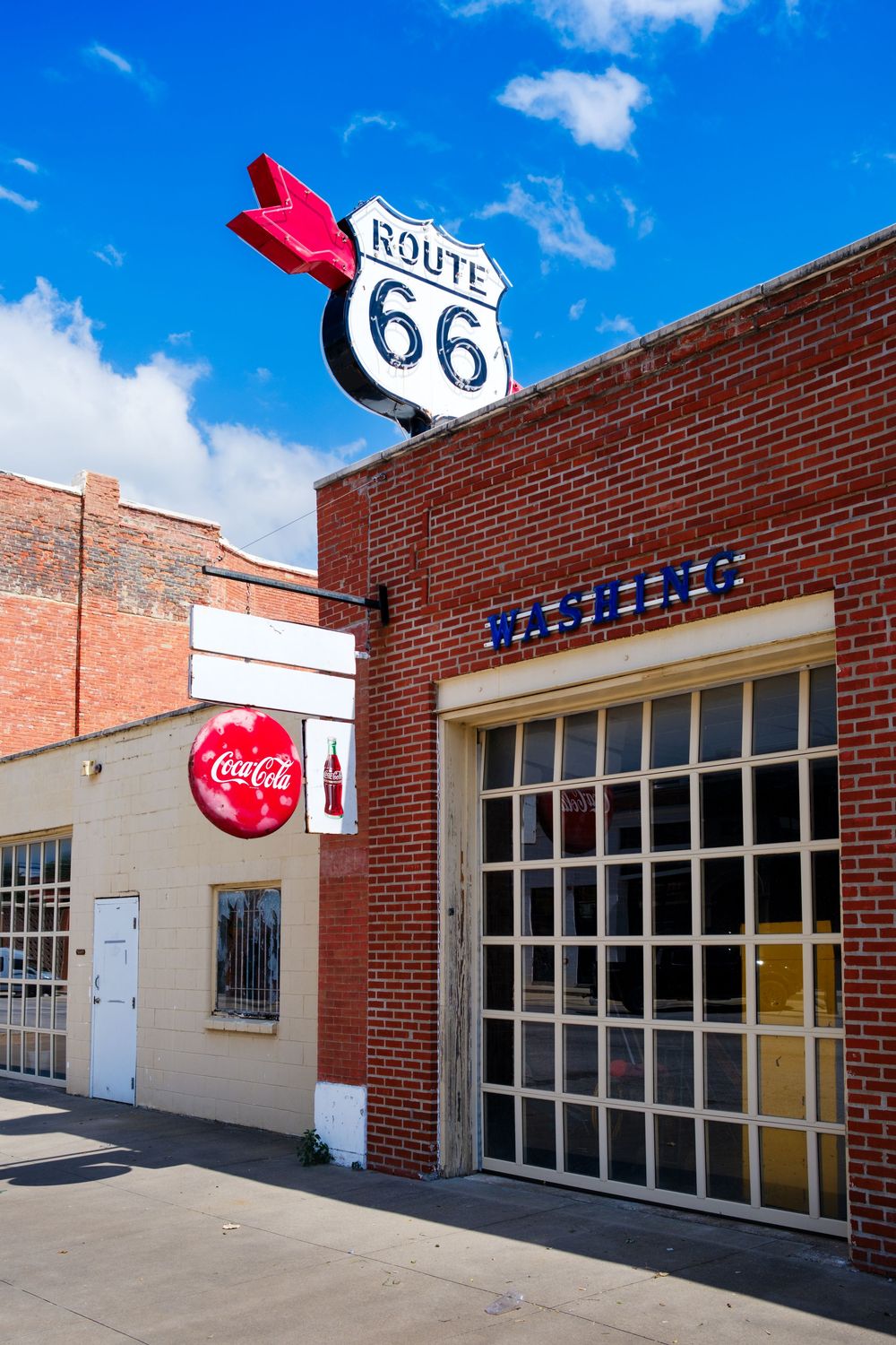 Route 66 and vintage CocaCola sign at Gulf Service Station off Route 66. Sapulpa, OK. June 10, 2026 (David J. Manning)