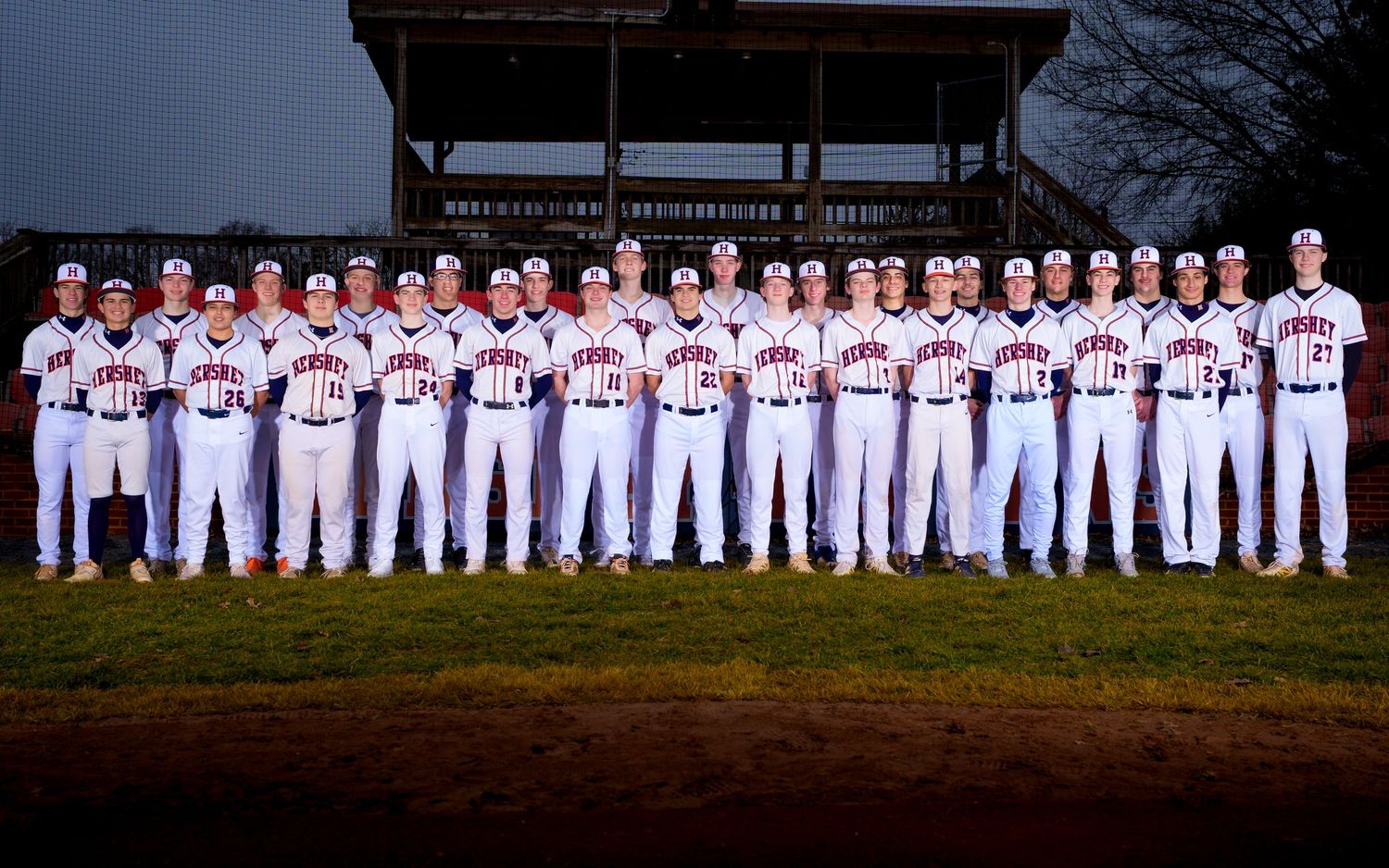 Hershey High School baseball team full roster photo at Media Day, by Deanna Fox, SportsFox Photography, Hershey PA