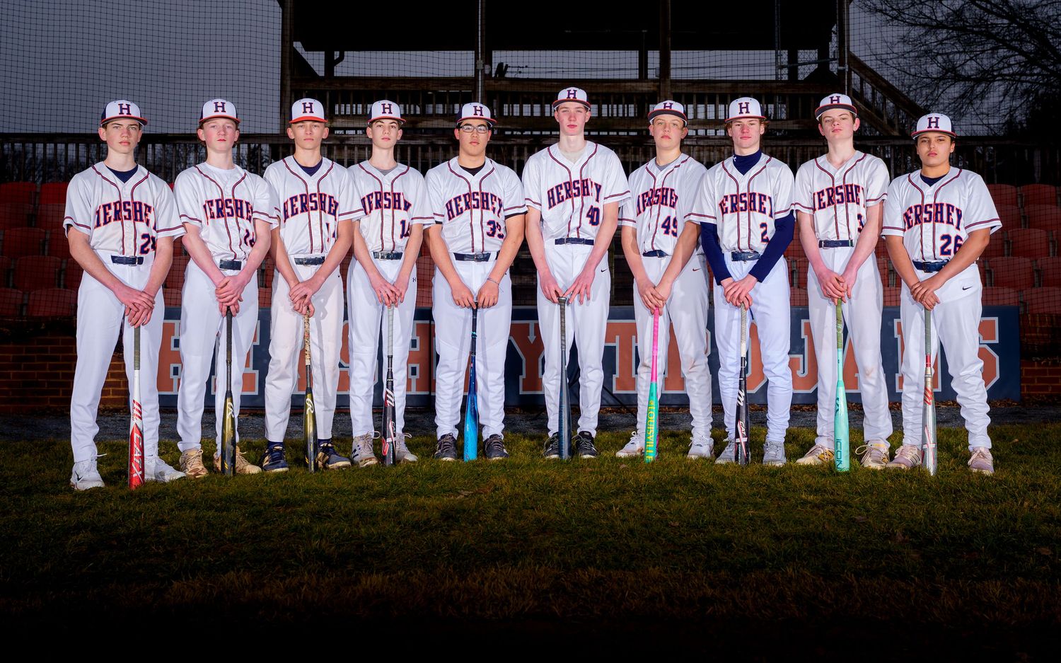 Hershey High School baseball team group photo at Media Day, by Deanna Fox, SportsFox Photography, Hershey PA