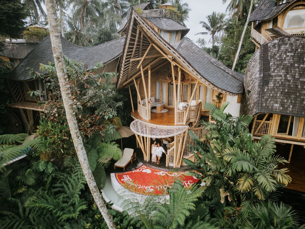 Luxury birthday photoshoot with drone views at Bambootel Bali.