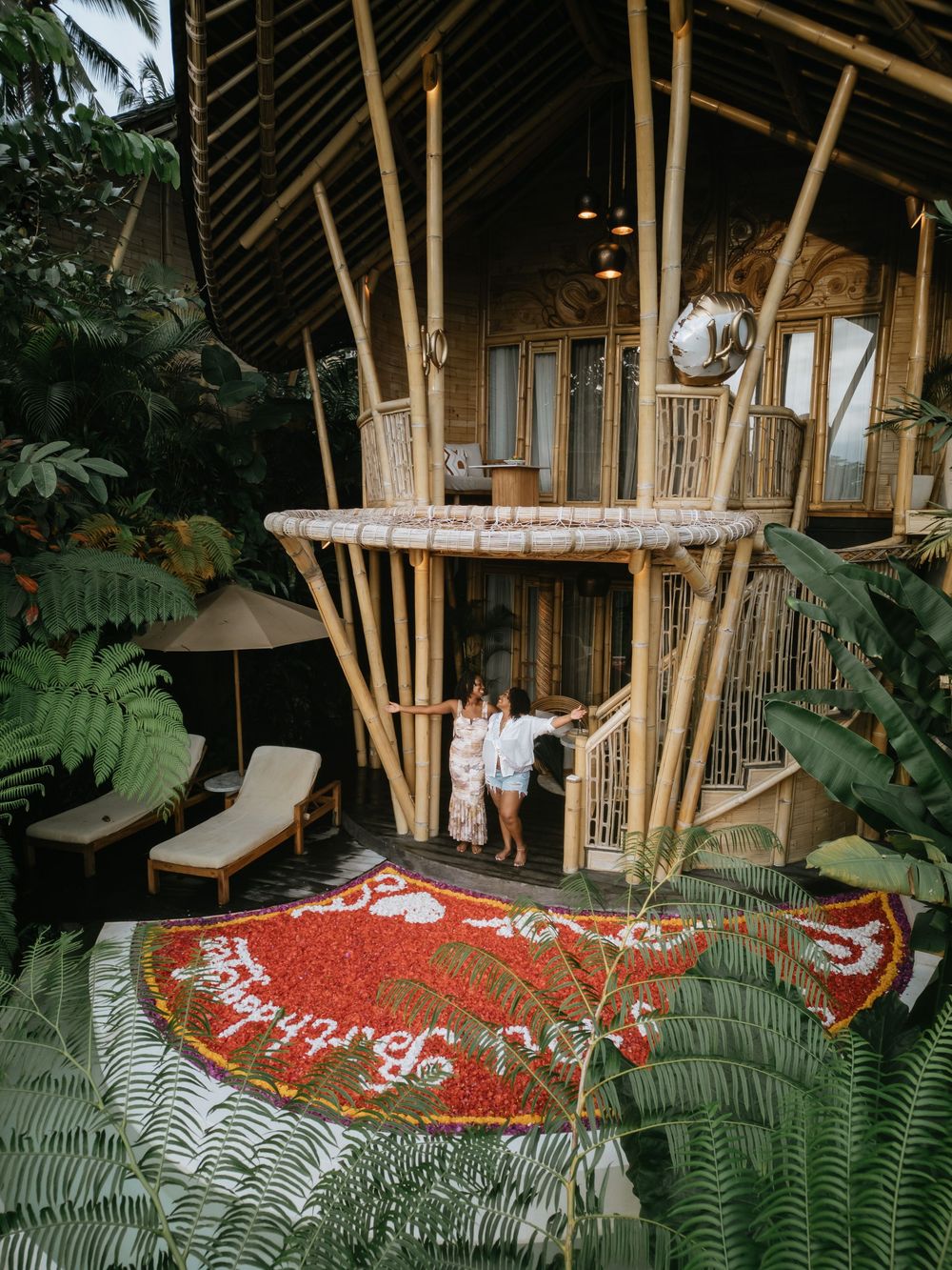 Luxury birthday photoshoot with drone views at Bambootel Bali.