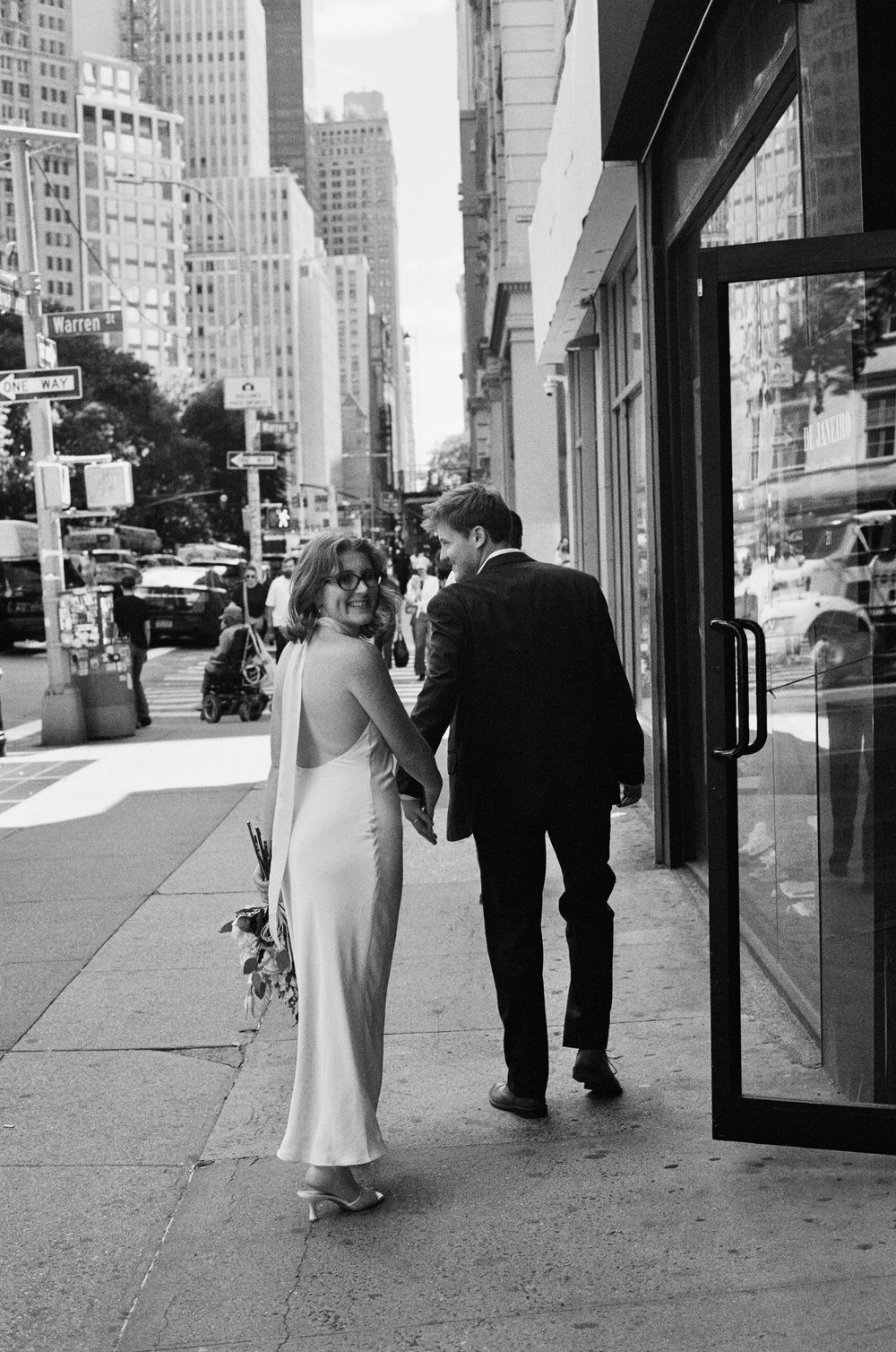Manhattan City Hall wedding photographer documenting authentic moments between newlyweds on film