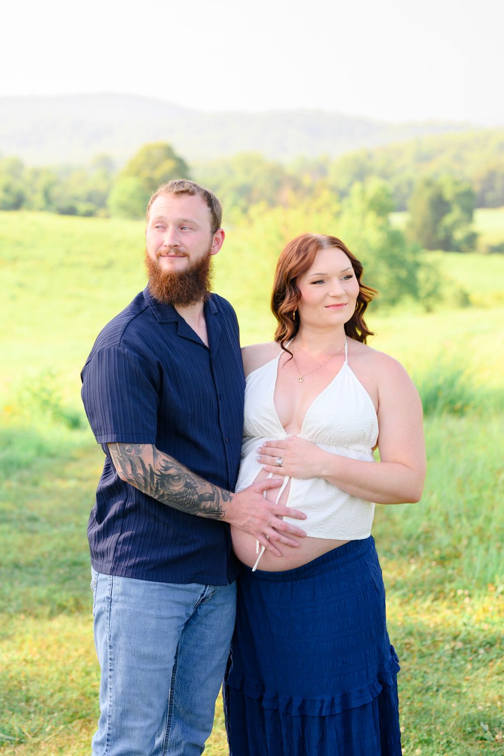 Outdoor maternity photography session in Amherst, VA surrounded by natural beauty, capturing a mother-to-be’s connection, joy, and timeless