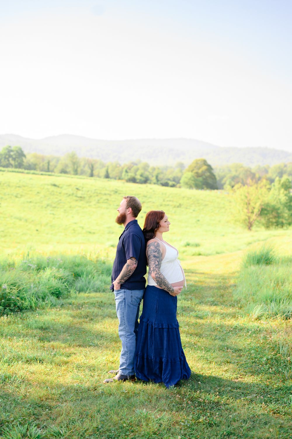 Outdoor maternity photography session in Amherst, VA surrounded by natural beauty, capturing a mother-to-be’s connection, joy, and timeless