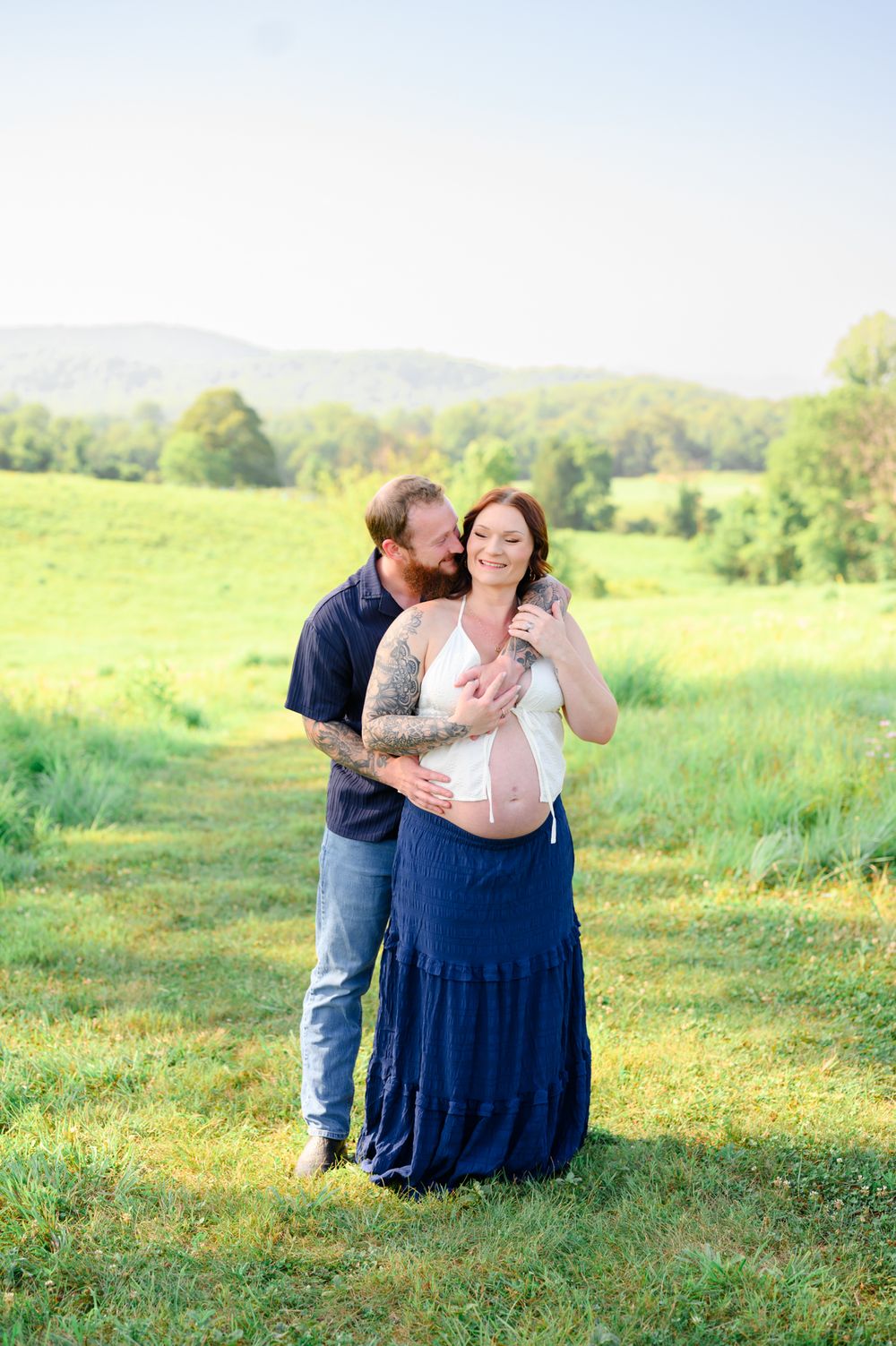 Outdoor maternity photography session in Amherst, VA surrounded by natural beauty, capturing a mother-to-be’s connection, joy, and timeless