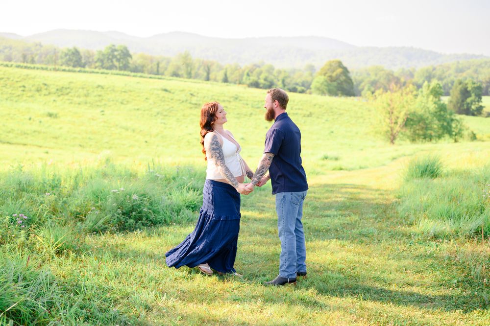 Outdoor maternity photography session in Amherst, VA surrounded by natural beauty, capturing a mother-to-be’s connection, joy, and timeless