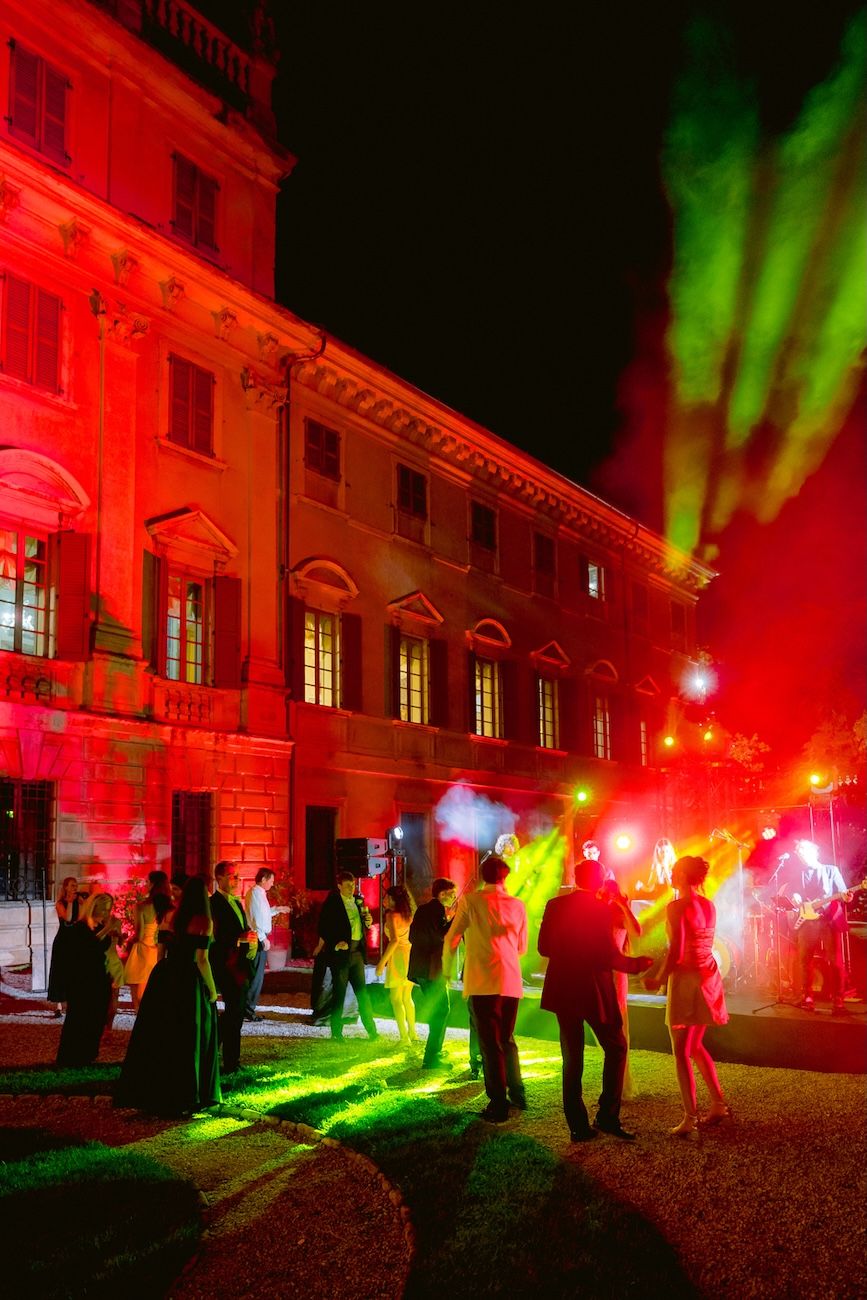 Guests enjoying the party of a three day destination wedding at Lake Garda, Italy.