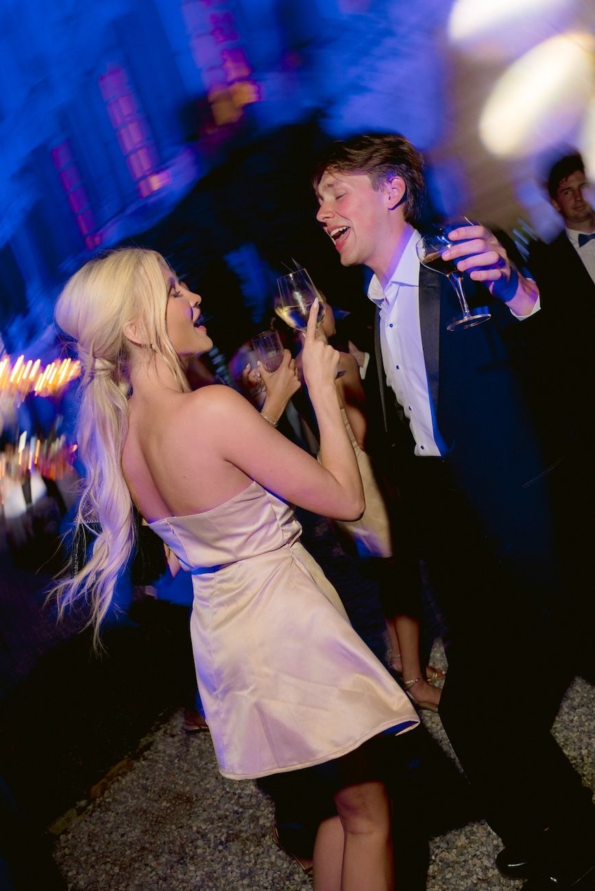 Guests enjoying the party of a three day destination wedding at Lake Garda, Italy.