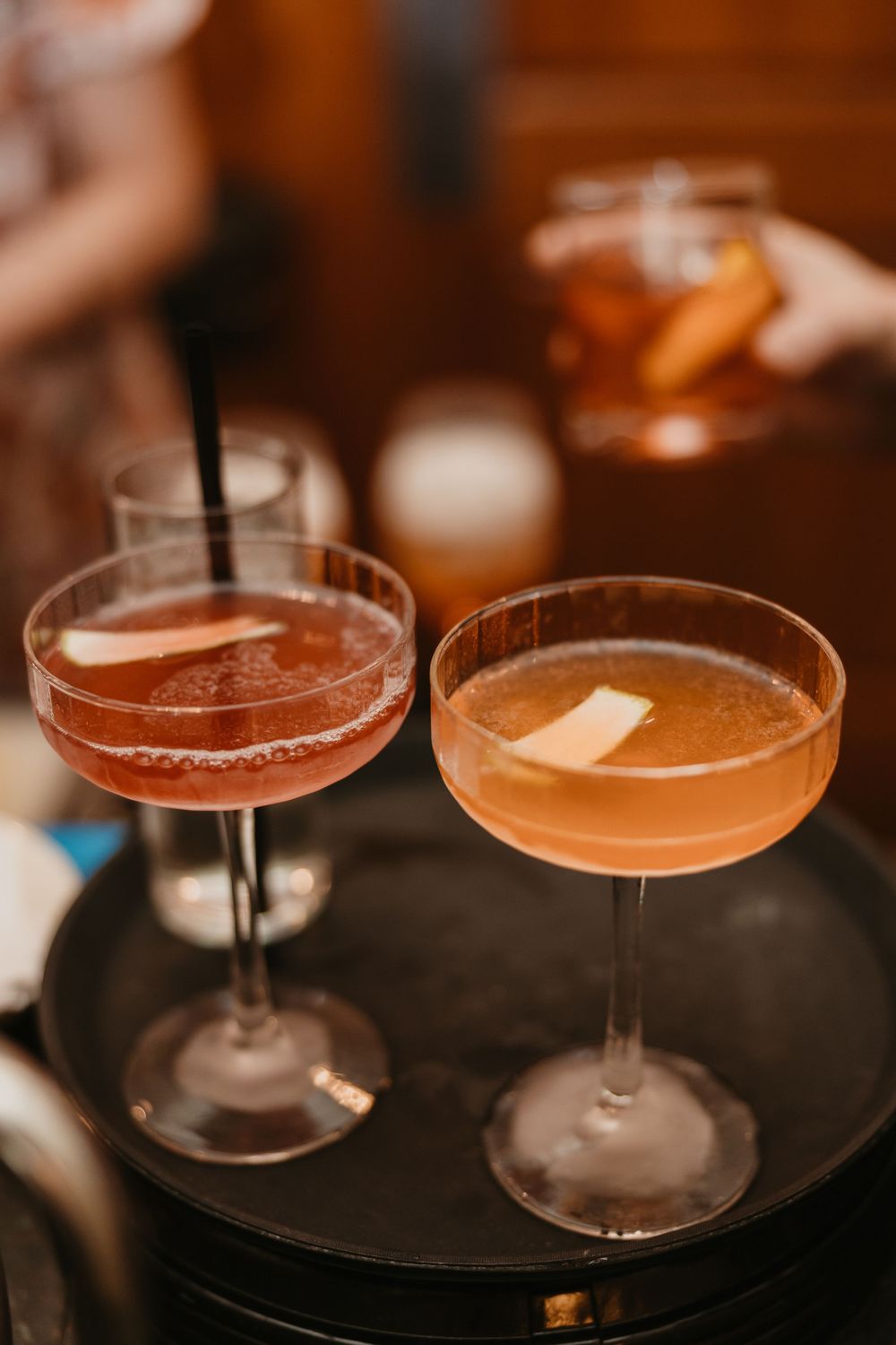 Garnished mixed drinks at second street bistro in Livingston, Montana captured by Local Wedding Photographer