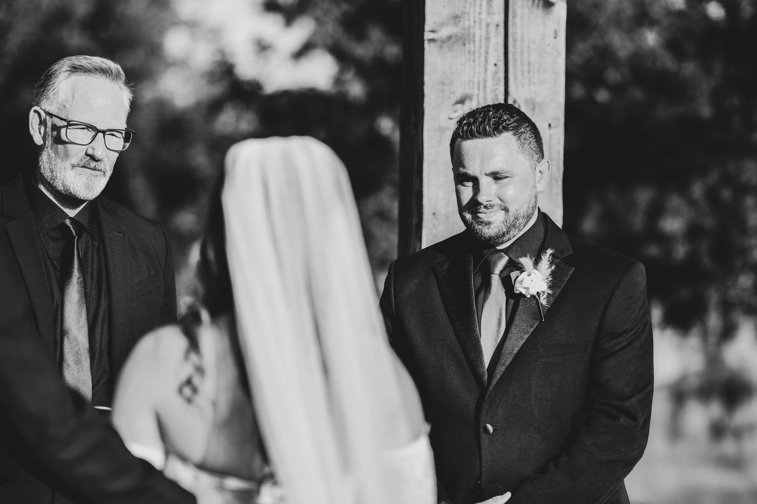 Bride and groom during their Lucky Spur Ranch wedding ceremony