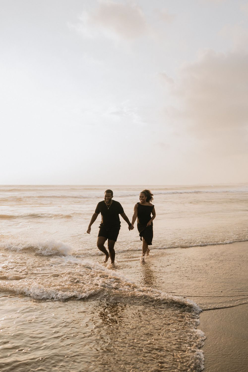 Romantic couple photoshoot on Seminyak Beach in Bali.