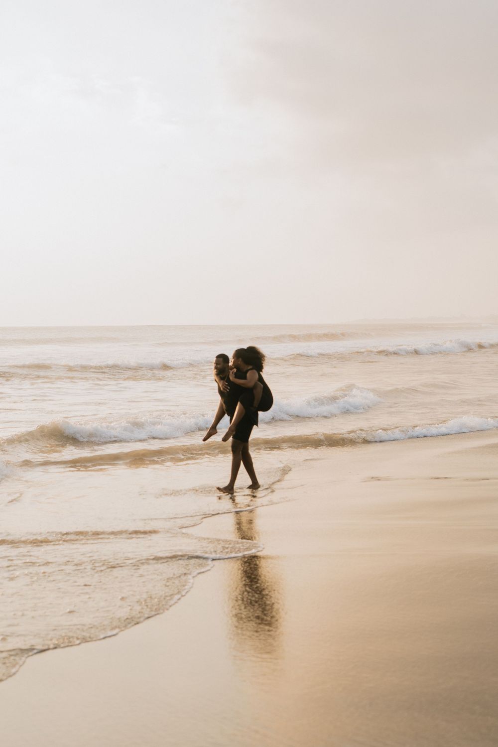 Romantic couple photoshoot on Seminyak Beach in Bali.