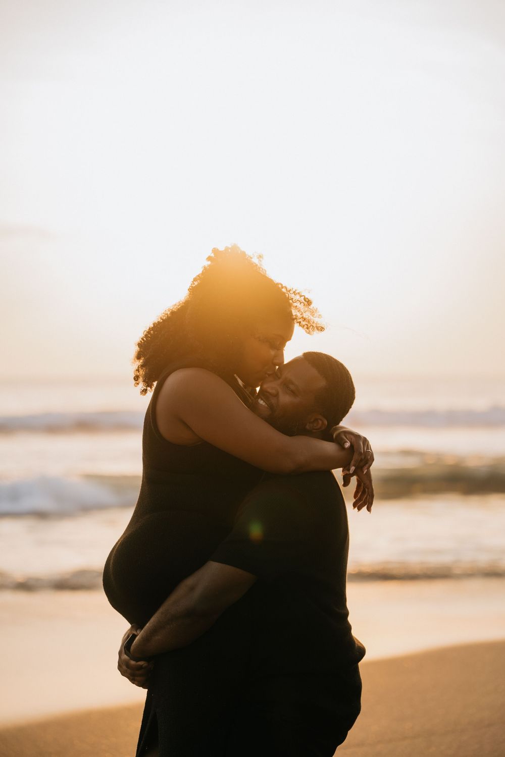 Romantic couple photoshoot on Seminyak Beach in Bali.