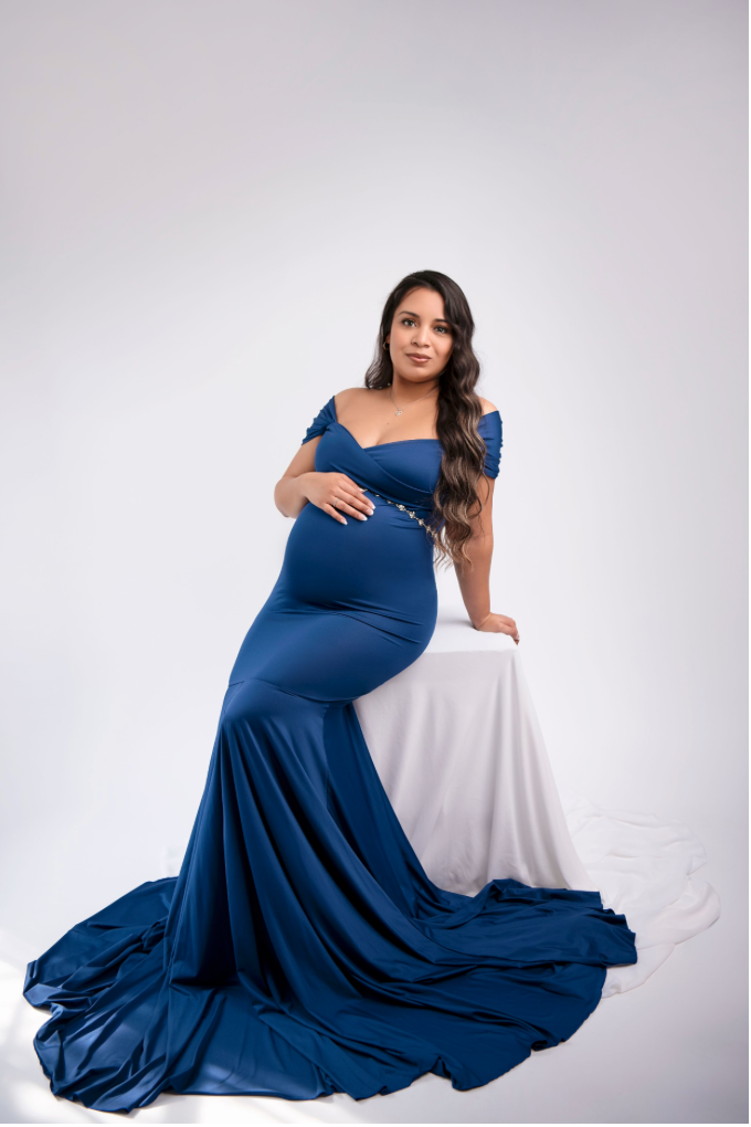 Stardust Photography Steel Blue Maternity Gown-Fits sizes: S-M-L