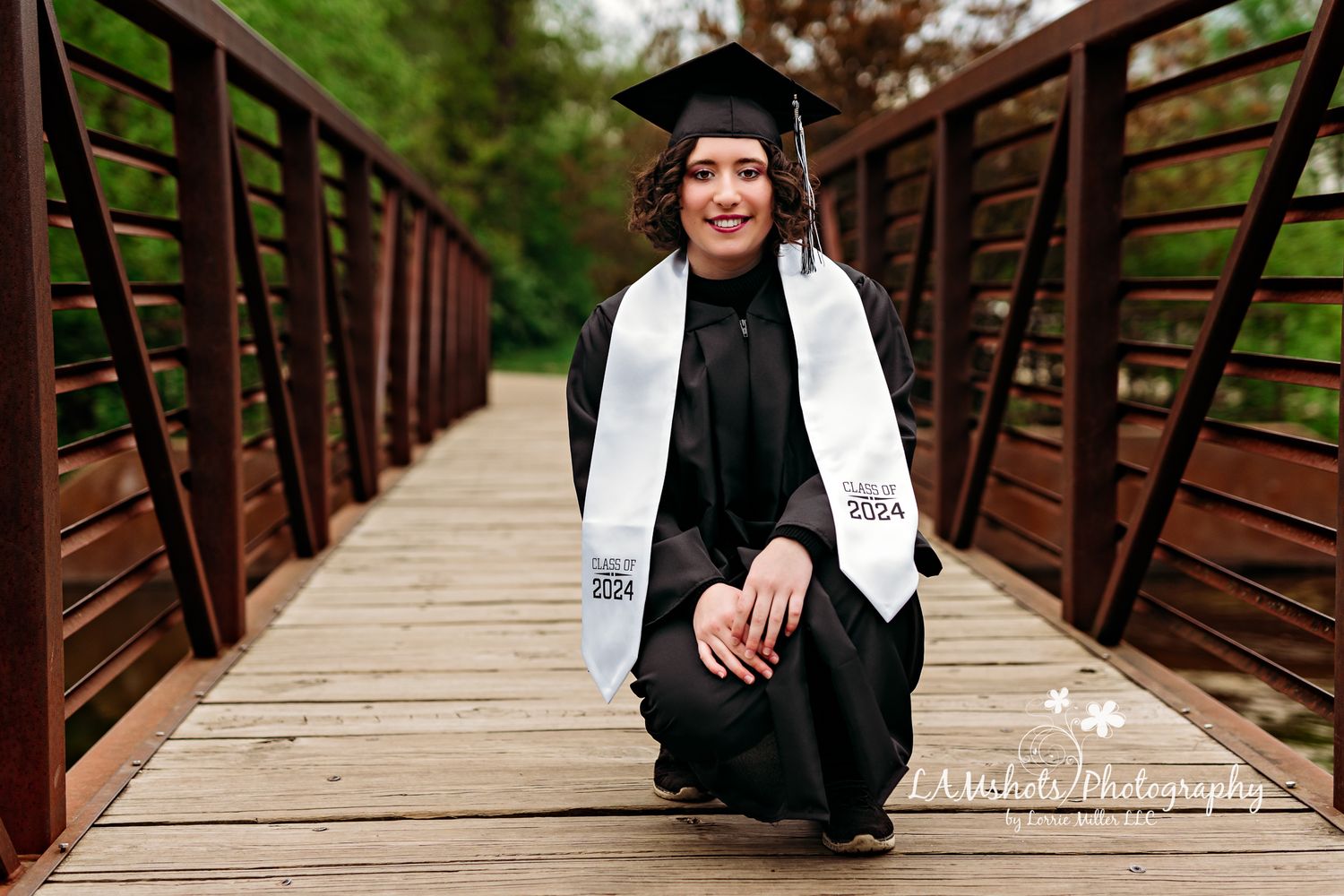 High School Senior Girl Graduate portrait on bridge