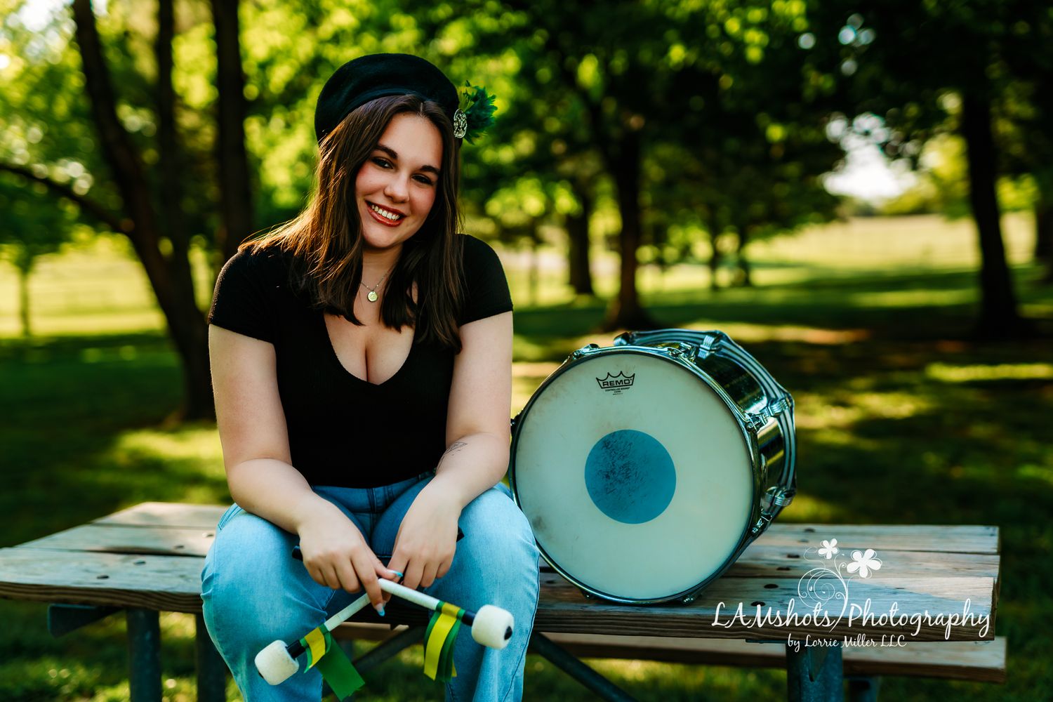 senior girl portrait with props Nathaniel Green Park