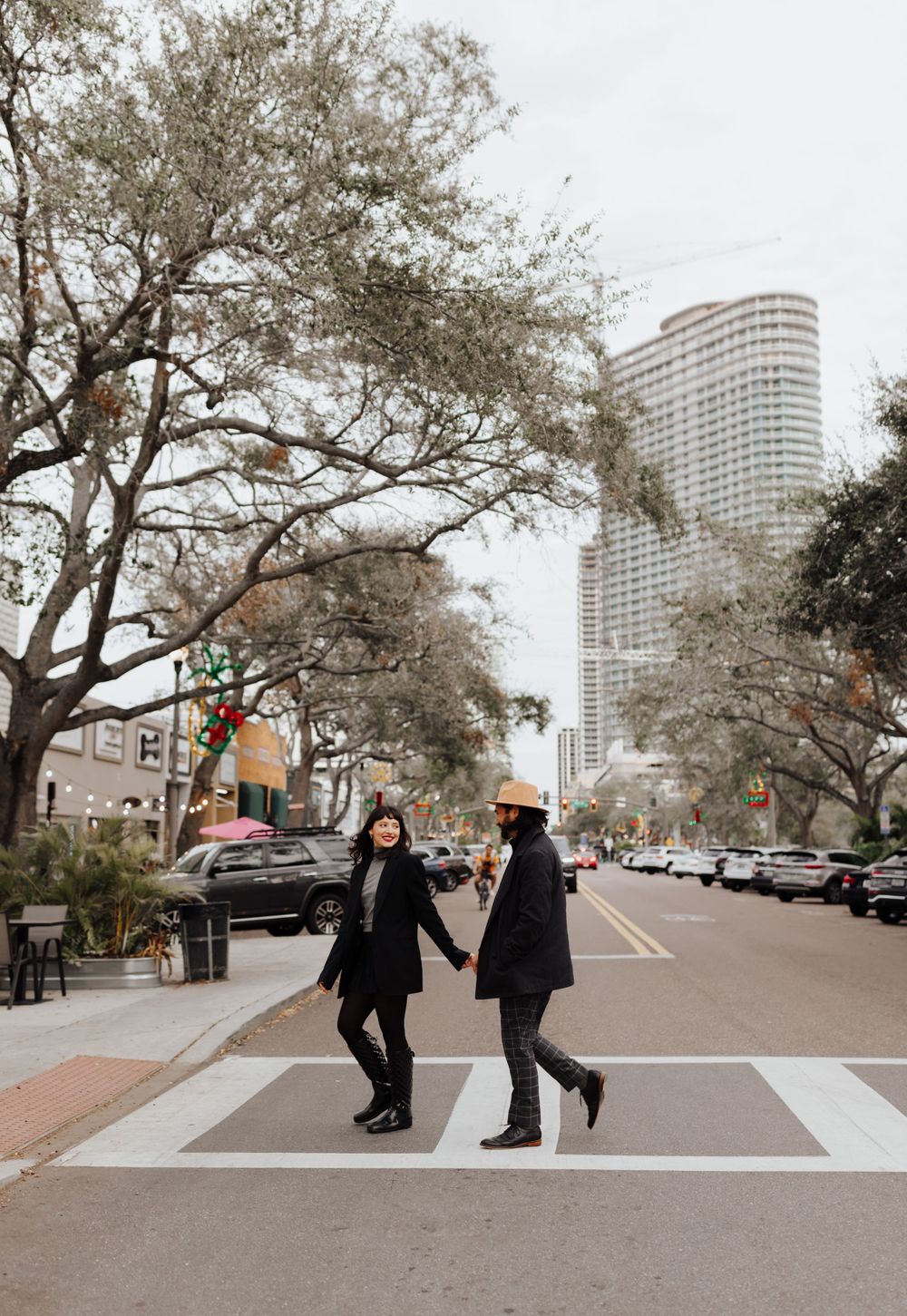 Downtown St Pete couples session shot by Indigo River Photo, Downtown St Pete engagement shoot by Indigo River Photo on Central Avenue