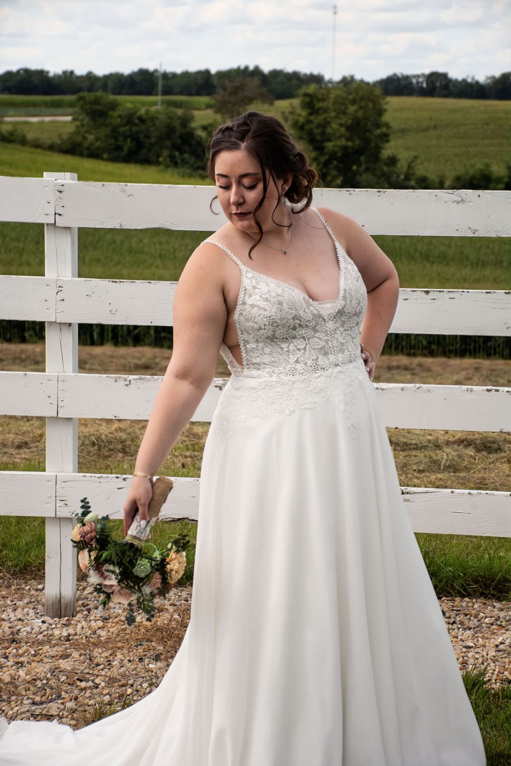 Bride by fence
