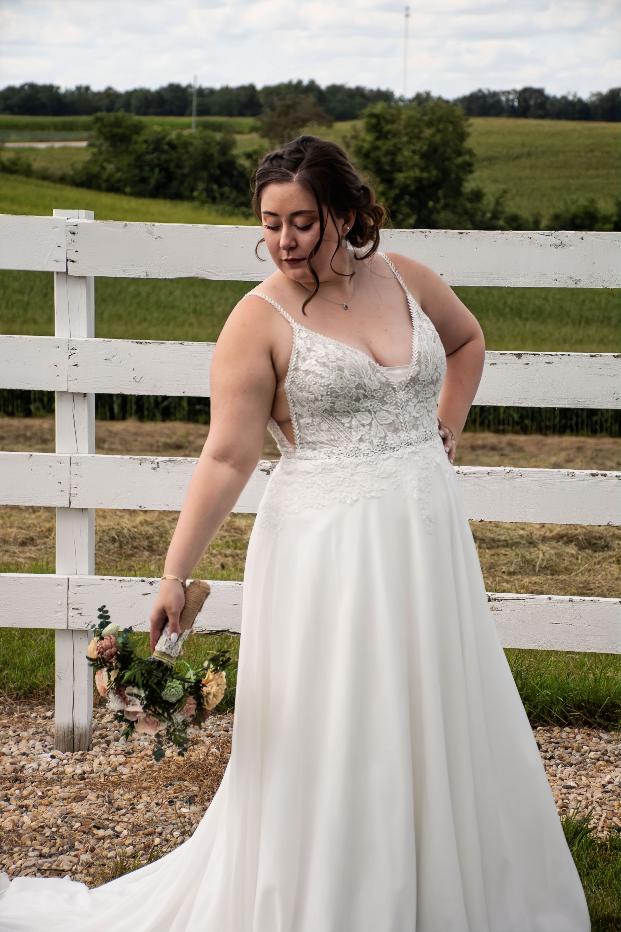 Bride by fence