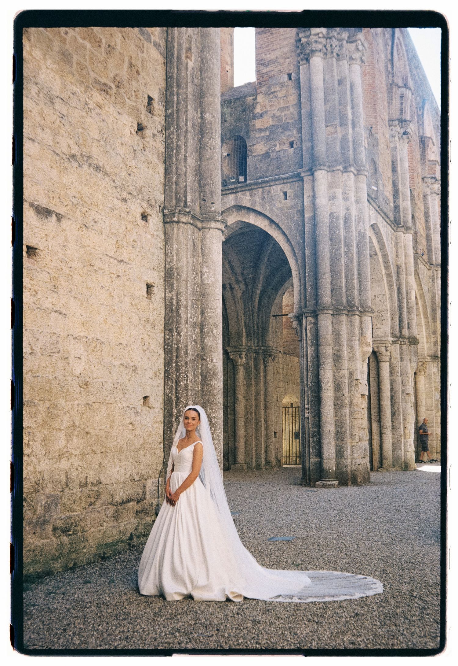 Married couple strolls through the center of Rome, celebrating their union