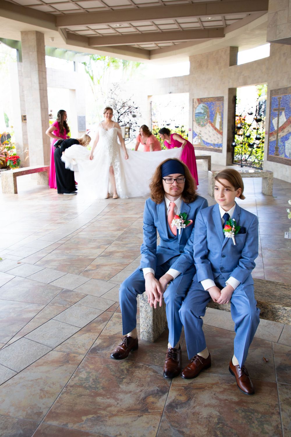 Editorial style wedding photography at St Paul's Catholic Church, Tampa, Florida.