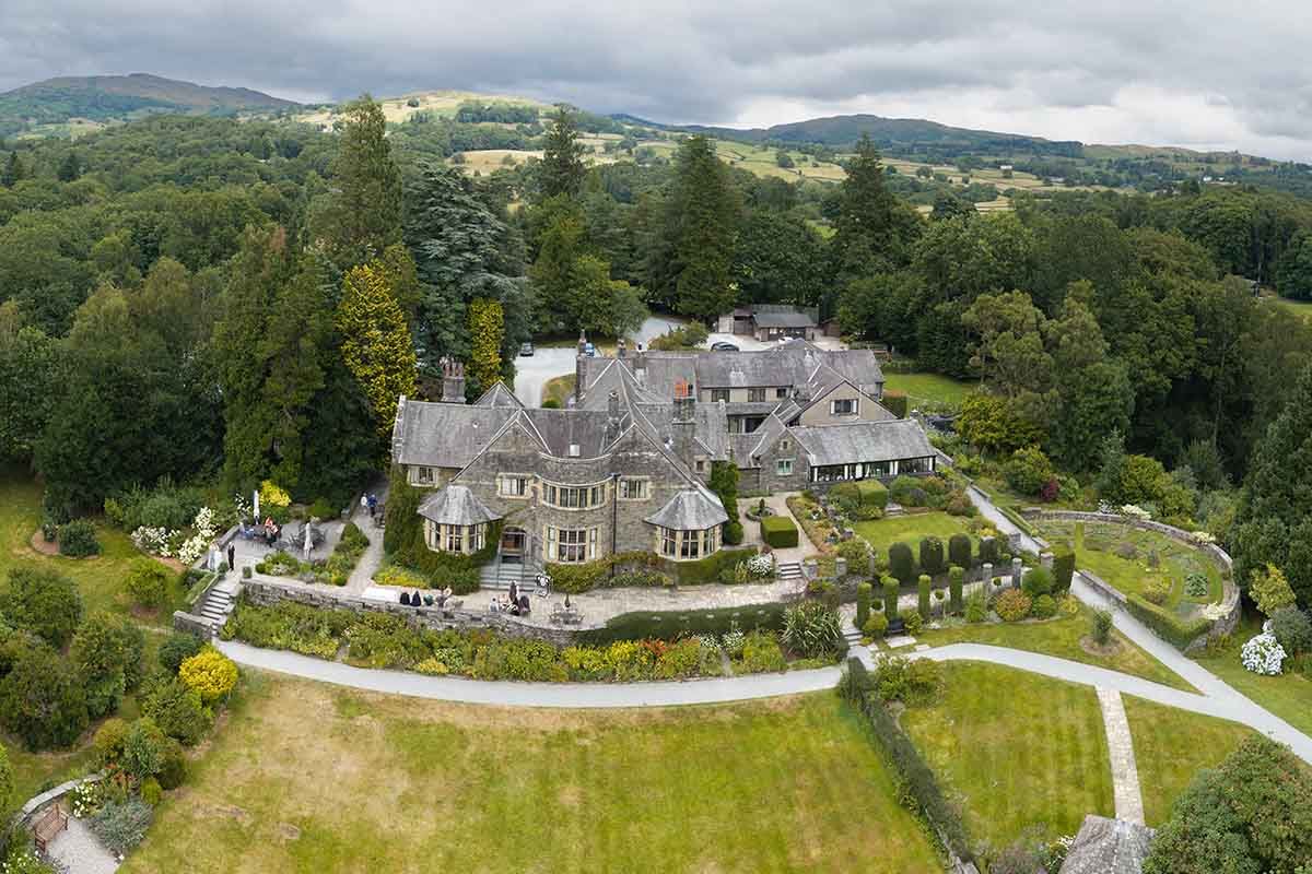 cragwood from the air using iron wedding photography