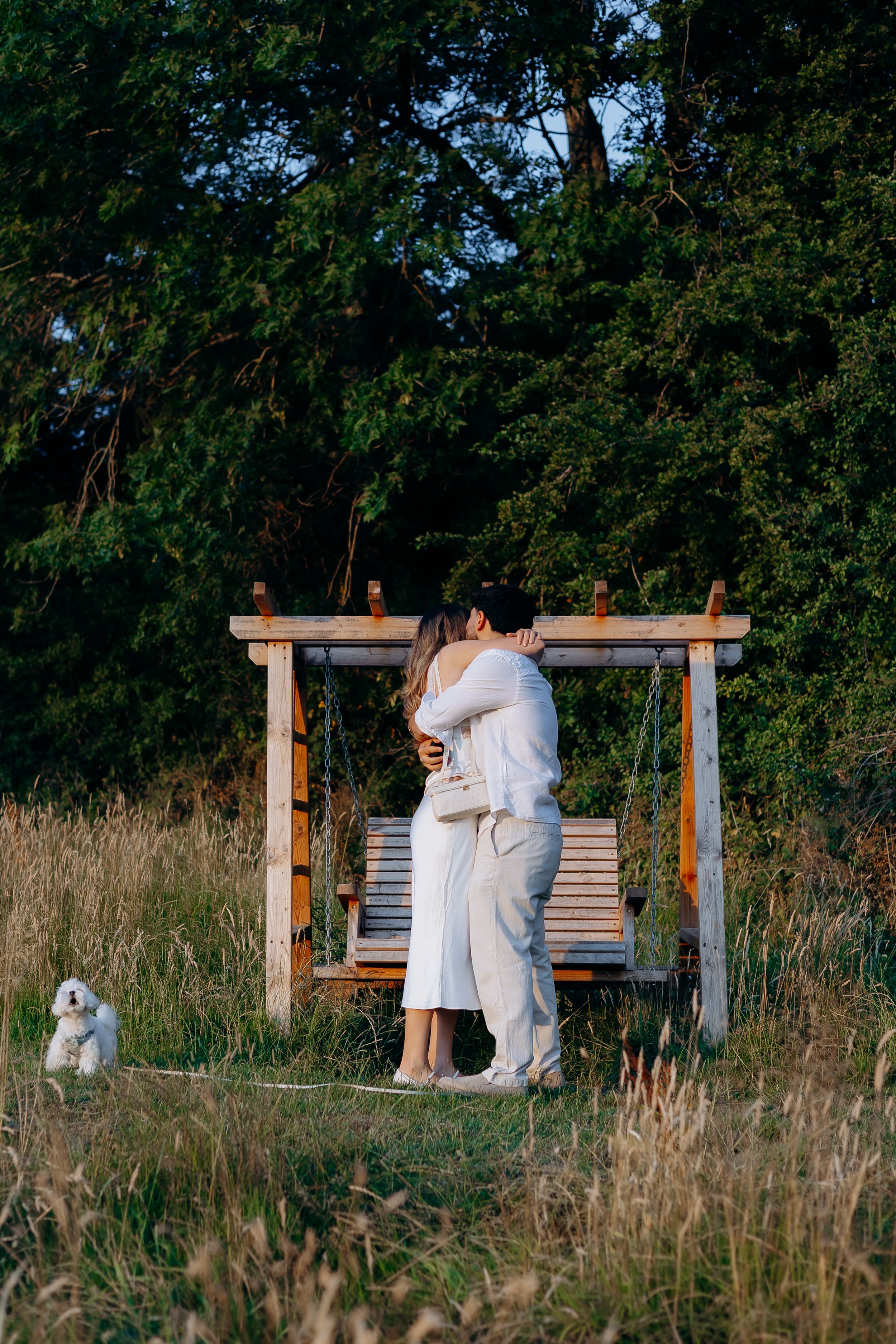 Foxhill Manor proposal photography during golden hour.