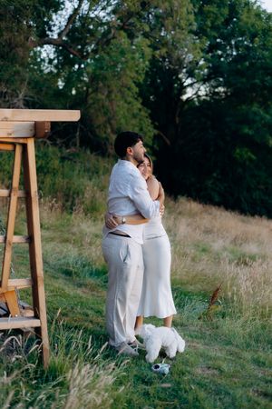 Proposal photography with beautiful Cotswolds views.