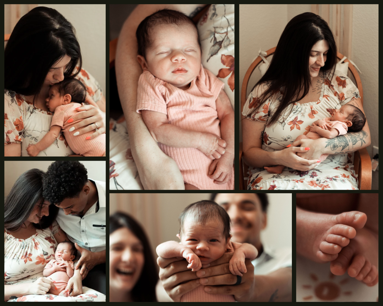 Mother embraces baby in a cozy in-home newborn session in Tucson, Arizona.