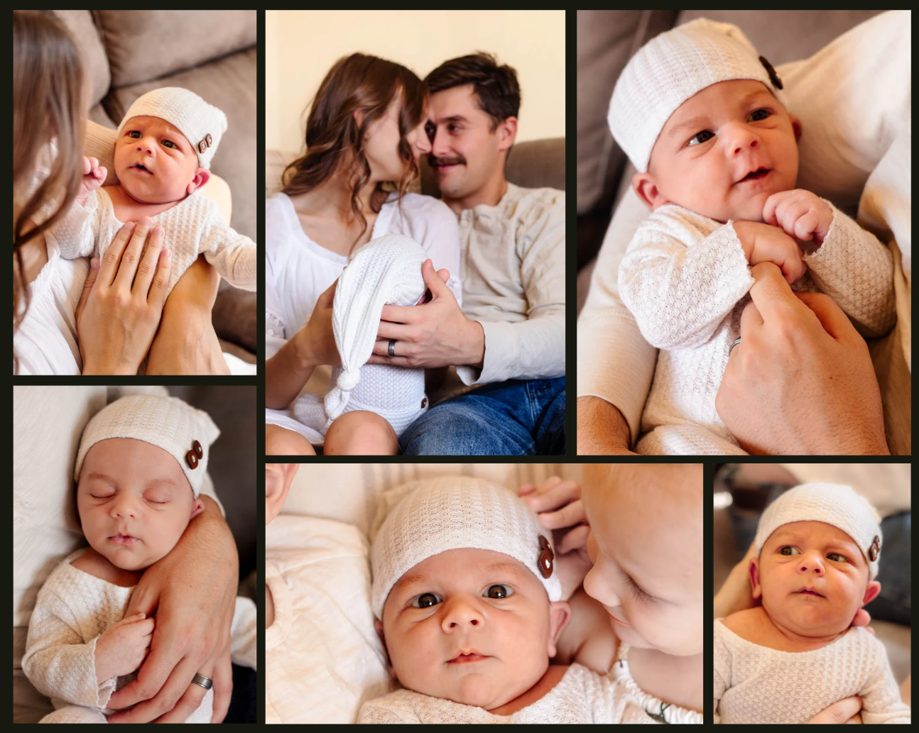 Parents holding their newborn baby during an in-home lifestyle session in Tucson, Arizona.