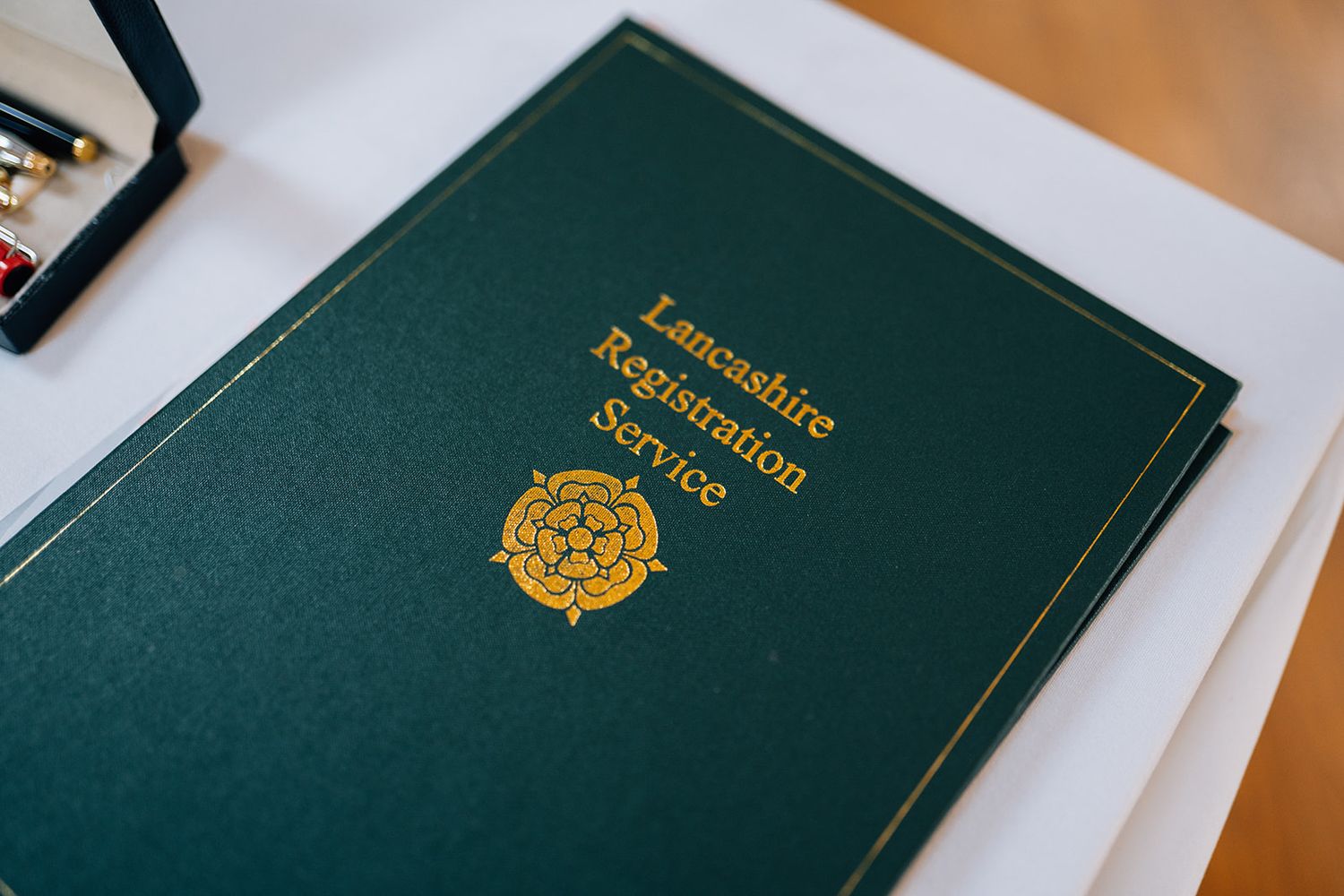 Green Lancashire Registration book in the Preston Registrar office