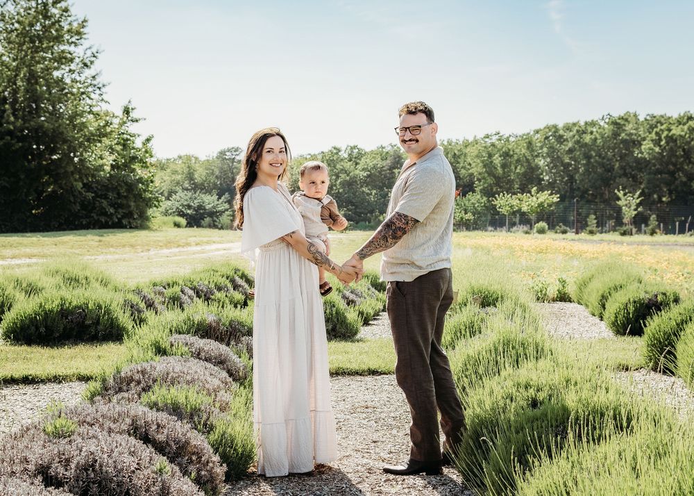 South Jersey family photography session with parents and their baby at a lavender field.
