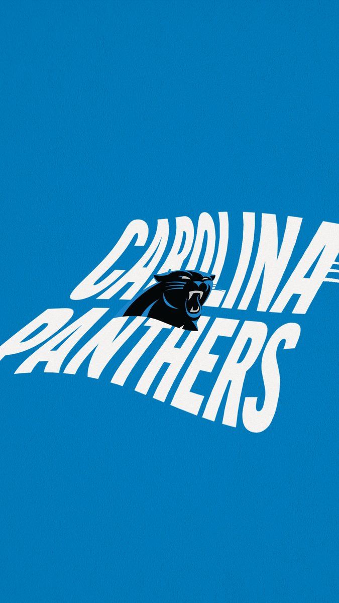 Carolina Panthers blue team logo wallpaper with bold white arched text on vibrant blue background.