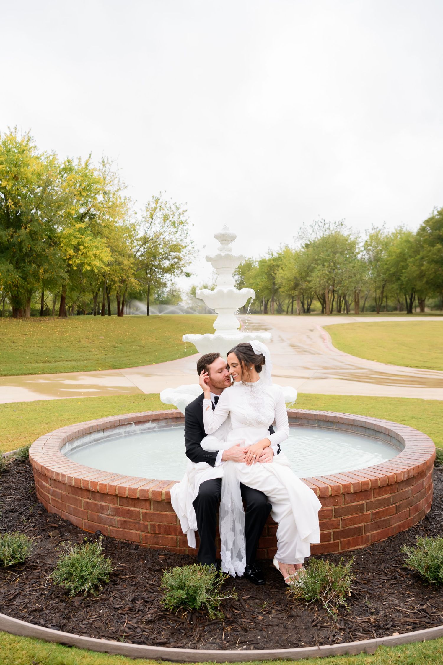 Bride and groom portraits at The Milestone Mansion wedding venue.