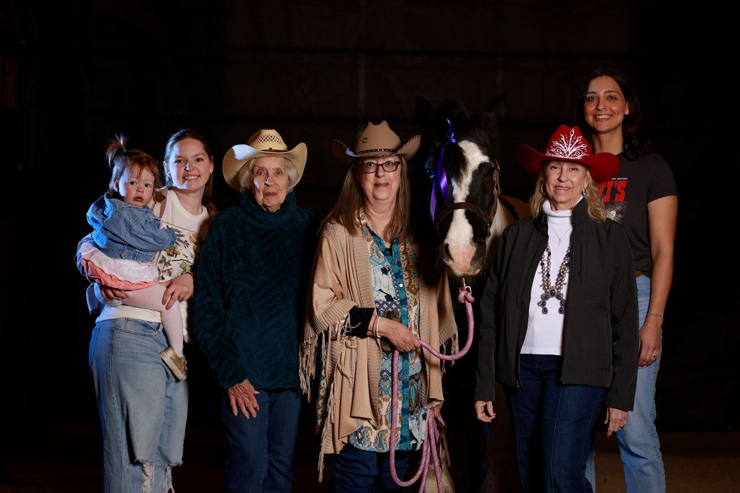 Mattoon Illinois DeBuhr family ladies posing with family horse