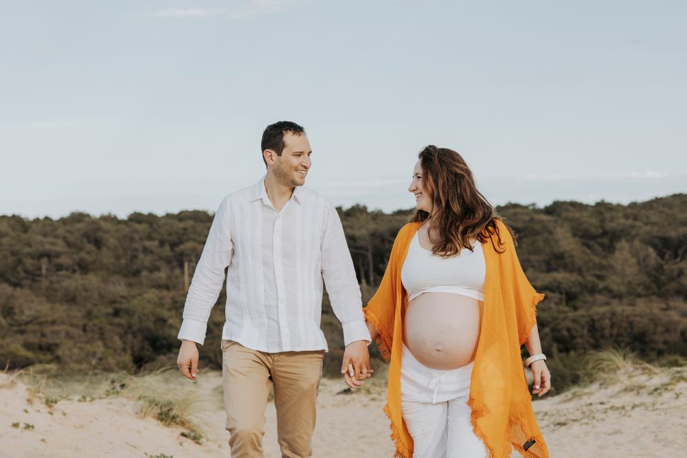 Famille lumière dorée , plage, landes