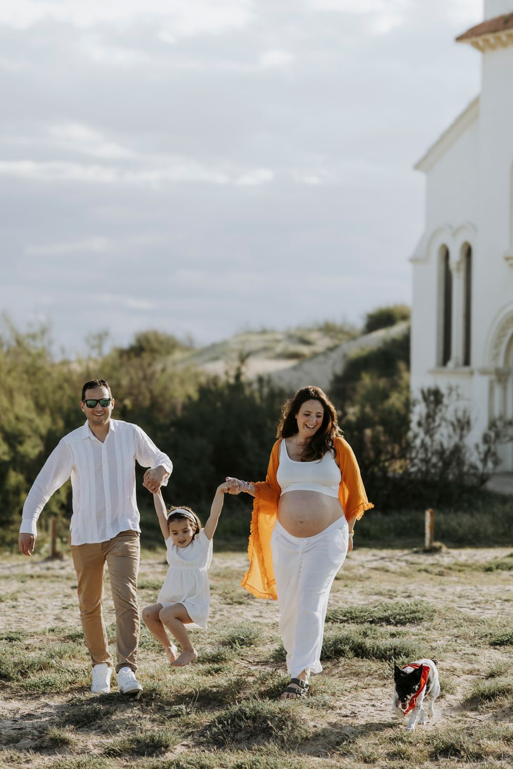Photographie de famille à la plage