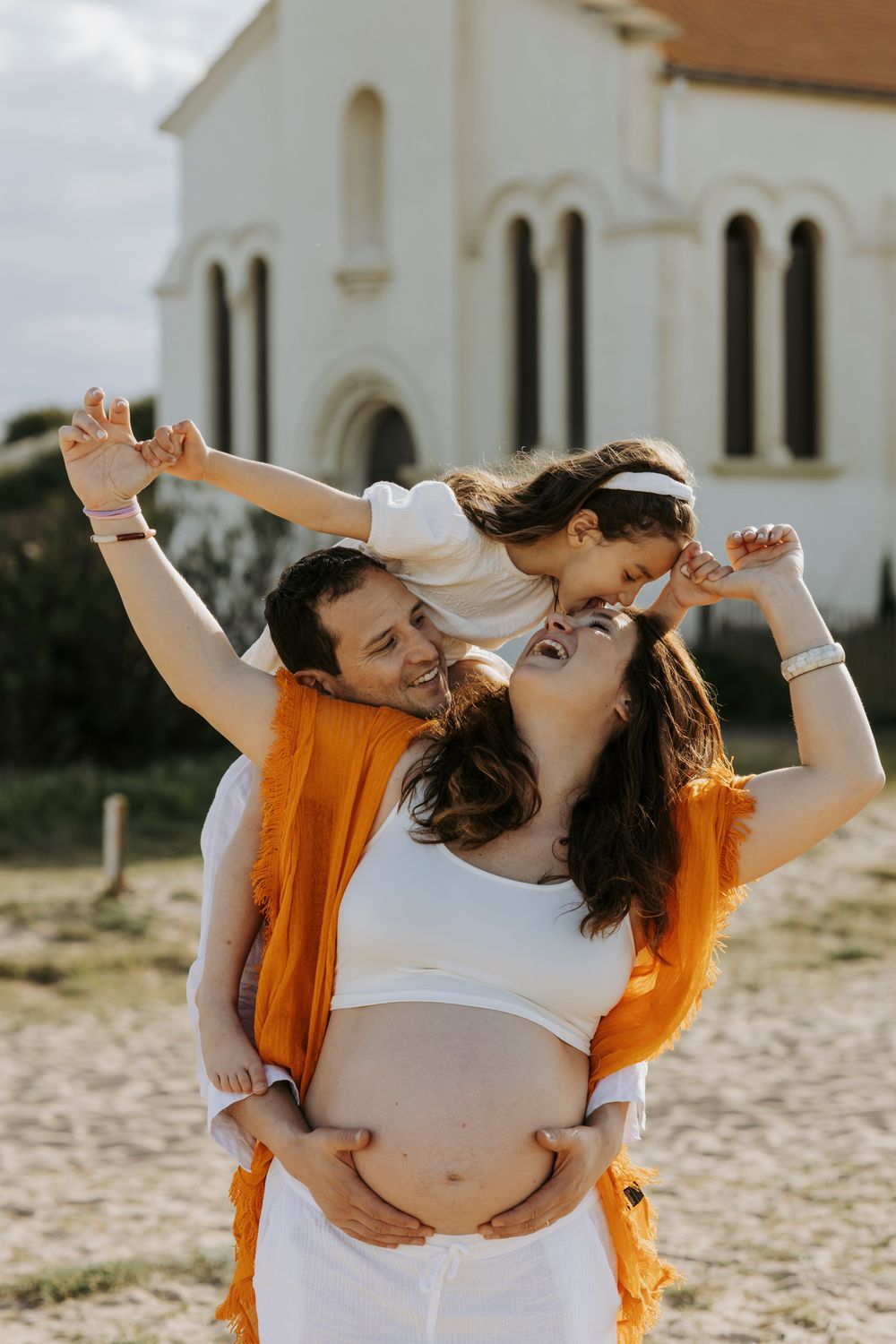Photographie de famille à la plage