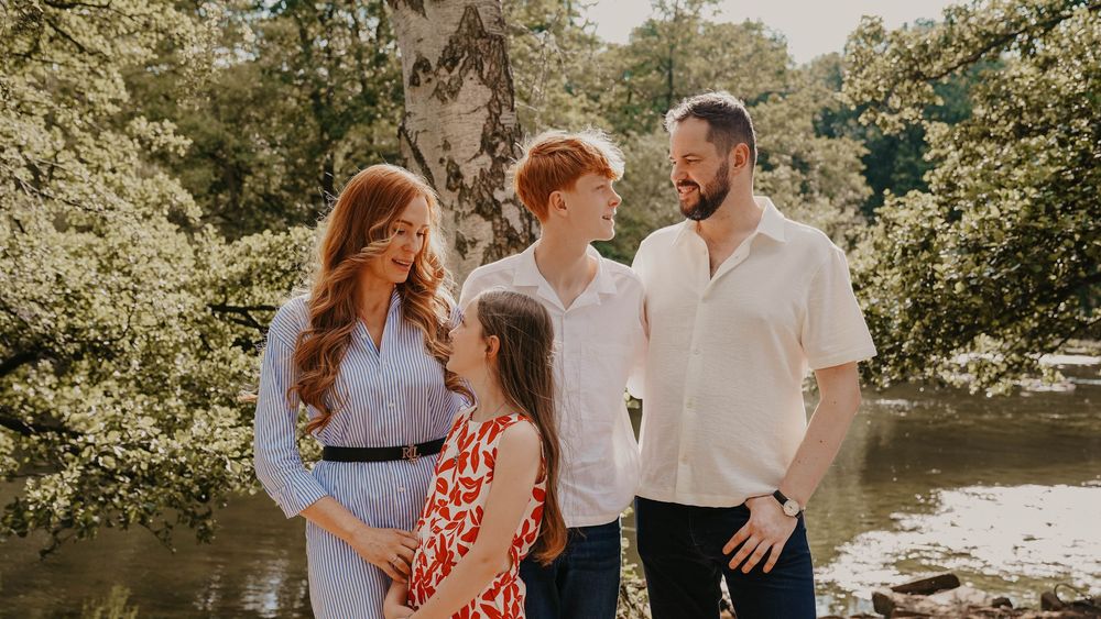 Panoramic series of outdoor family moments captured in golden sunlight.