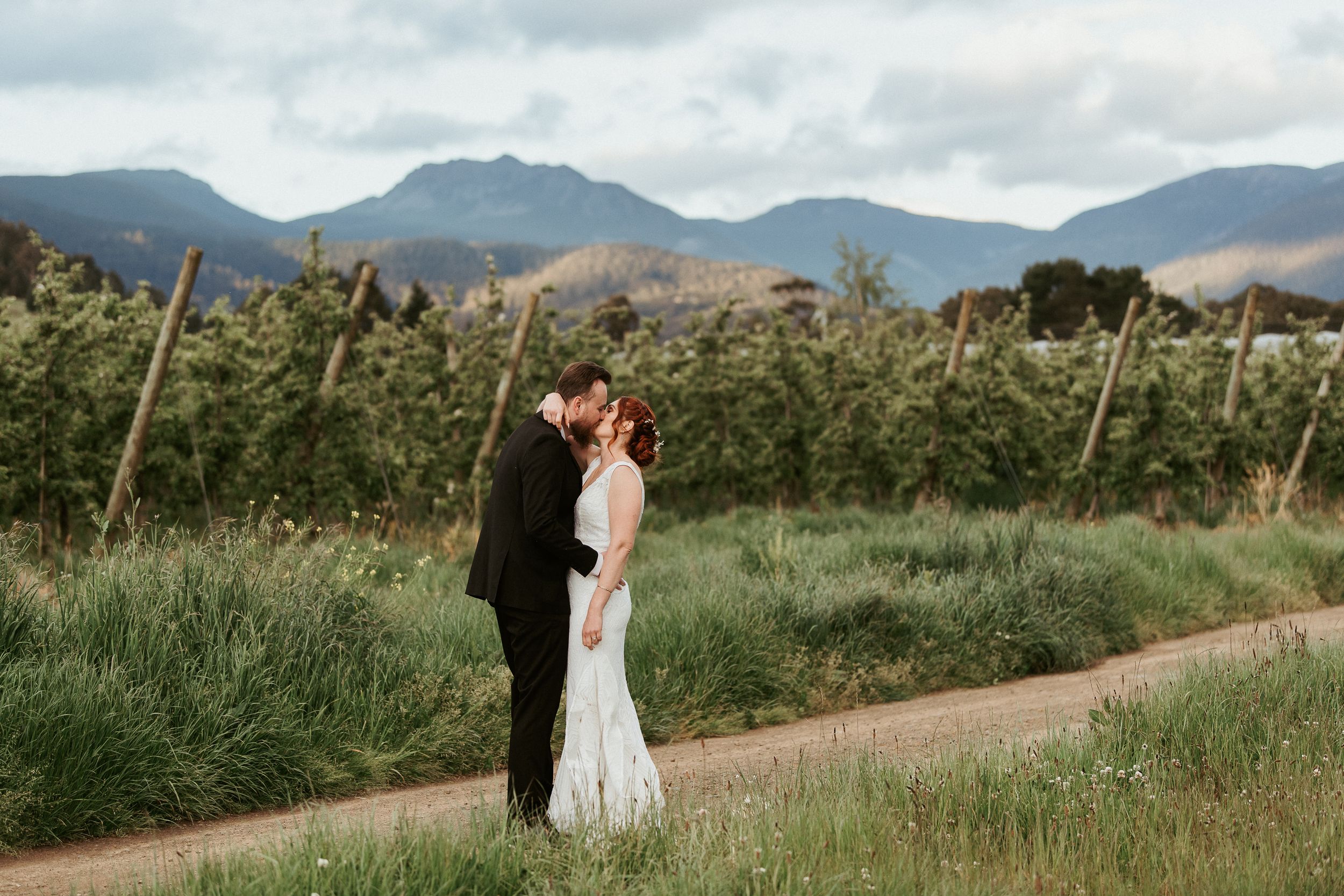 elopement in the huon valley, Tasmania, at orchards nest bnb,  captured by Joss Jensen Photography