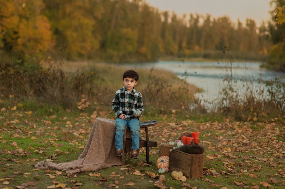 A series of camping photos showing tents, outdoor gear, and autumn foliage in a scenic wilderness setting.
